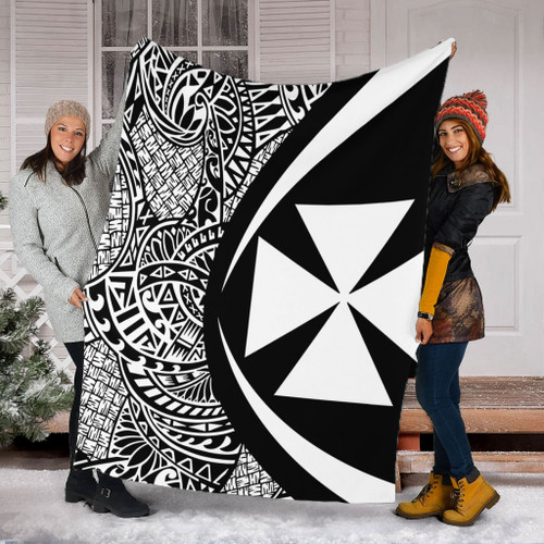 Wallis And Futuna Premium Blanket Lauhala White Circle Style