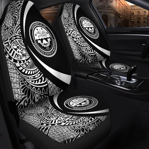Federated States Of Micronesia Car Seat Covers Lauhala White Circle Style