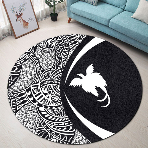 Papua New Guinea Round Rug Lauhala White Circle Style