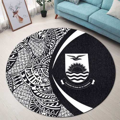 Kiribati Round Rug Lauhala White Circle Style