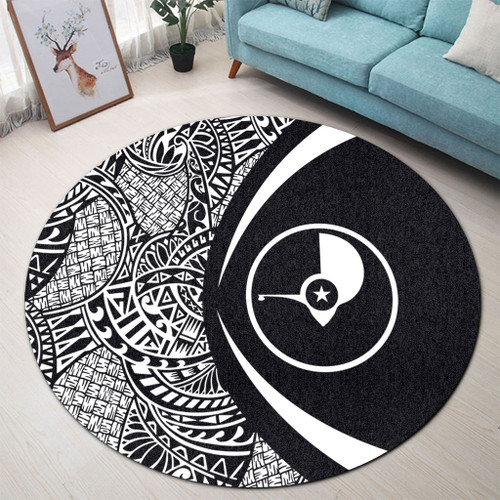 Yap State Round Rug Lauhala White Circle Style