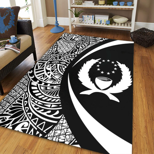 Pohnpei State Area Rug Lauhala White Circle Style