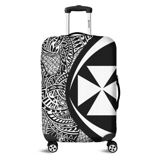 Wallis And Futuna Luggage Cover Lauhala White Circle Style