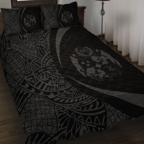 Tonga Quilt Bed Set Lauhala Gray Circle Style