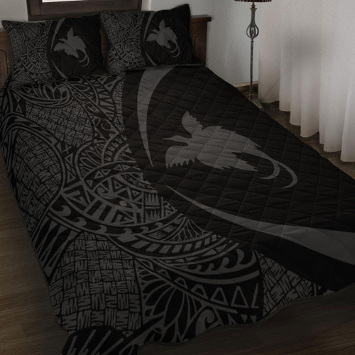 Papua New Guinea Quilt Bed Set Lauhala Gray Circle Style