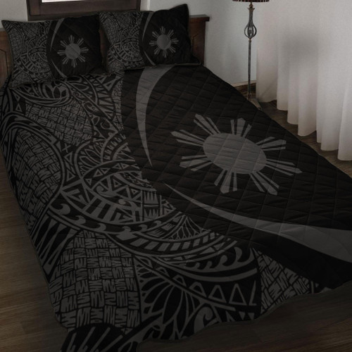 Philippines Filipinos Quilt Bed Set Lauhala Gray Circle Style