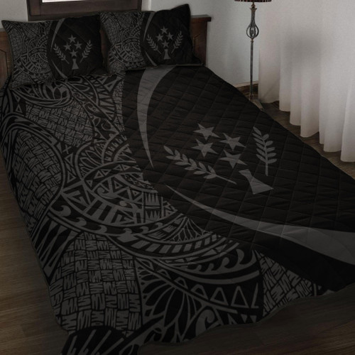 Kosrae Quilt Bed Set Lauhala Gray Circle Style