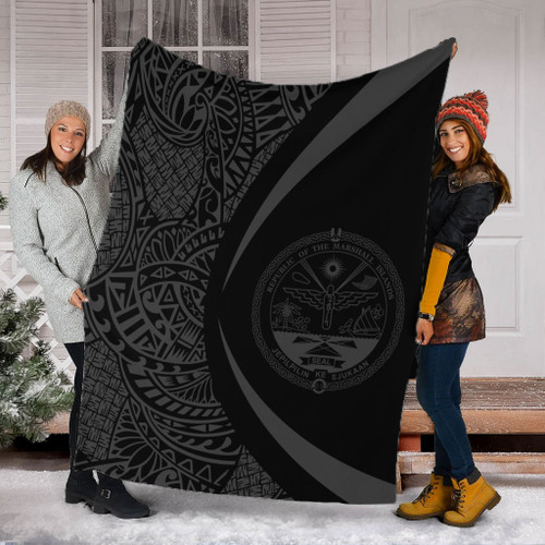 Marshall Islands Premium Blanket Lauhala Gray Circle Style