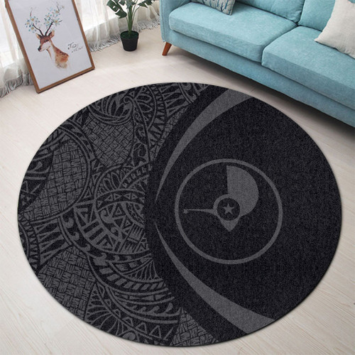 Yap State Round Rug Lauhala Gray Circle Style