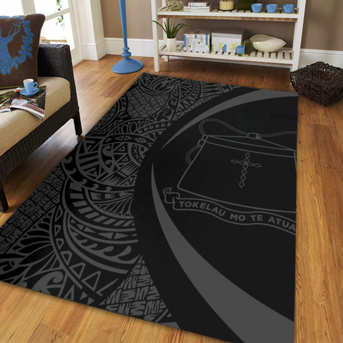 Tokelau Area Rug Lauhala Gray Circle Style