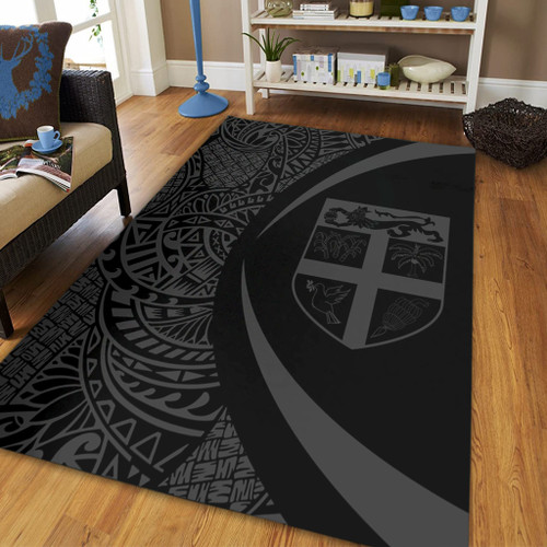 Fiji Area Rug Lauhala Gray Circle Style