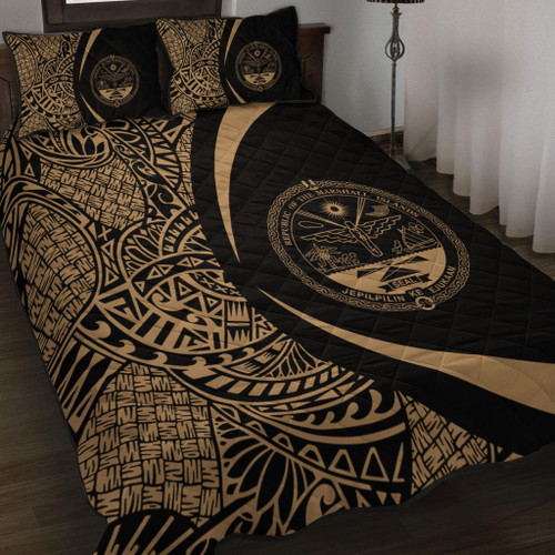 Marshall Islands Quilt Bed Set Lauhala Gold Circle Style