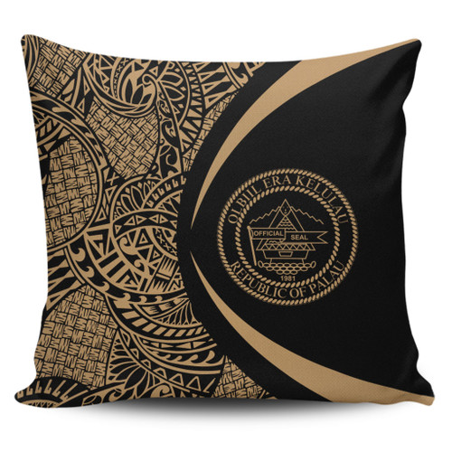 Palau Pillow Cover Lauhala Gold Circle Style
