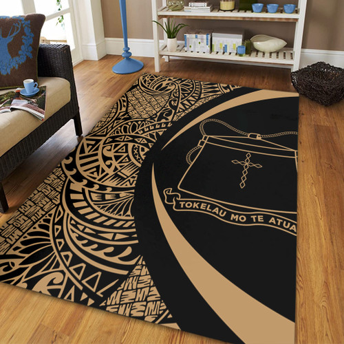 Tokelau Area Rug Lauhala Gold Circle Style