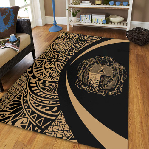 Nauru Area Rug Lauhala Gold Circle Style