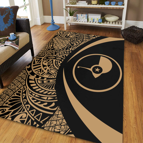 Yap State Area Rug Lauhala Gold Circle Style