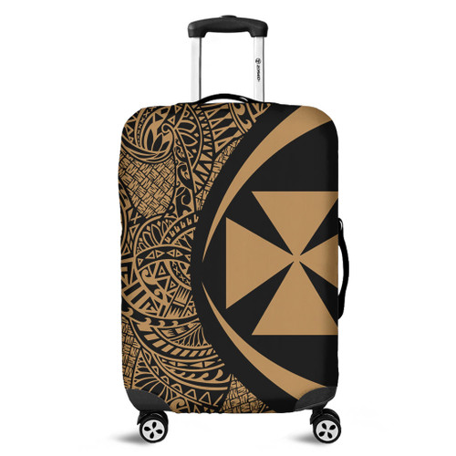 Wallis And Futuna Luggage Cover Lauhala Gold Circle Style