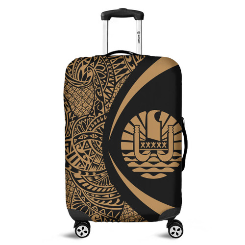 French Polynesia Luggage Cover Lauhala Gold Circle Style