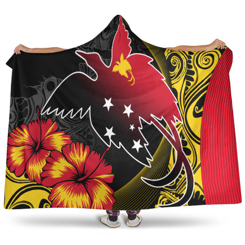 Papua New Guinea Hooded Blanket Paradise Bird With Tribal Pattern
