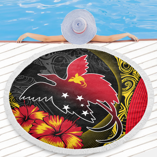 Papua New Guinea Beach Blanket Paradise Bird With Tribal Pattern