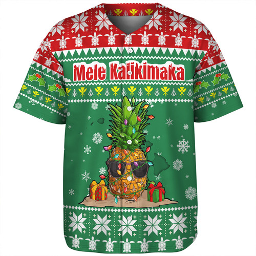 Hawaii Baseball Shirt Pineapple Christmas Tree Kanaka Maoli Pattern