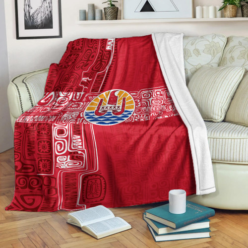 Tahiti Premium Blanket French Polynesia Pattern Vintage Style