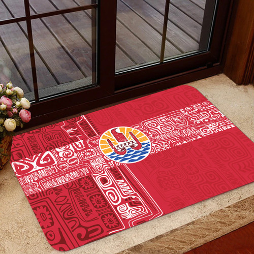 Tahiti Door Mat French Polynesia Pattern Vintage Style