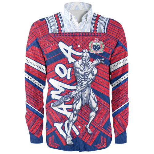 Samoa Long Sleeve Shirt Samoa Warrior Tribal Pattern