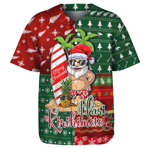 New Zealand Baseball Shirt Maori Hari Kirihimete Tropical Xmas Patterns