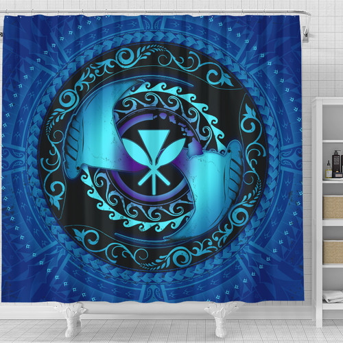 Hawaii Shower Curtain Manta Ray Couple Polynesian Ocean Style