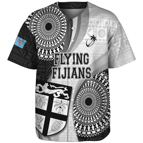 Fiji Baseball Shirt Flying Fijians Rugby Tribal Pattern With Shield 2023