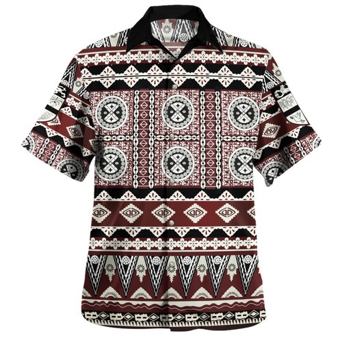 Fiji Hawaiian Shirt Tapa Pattern Style Vintage