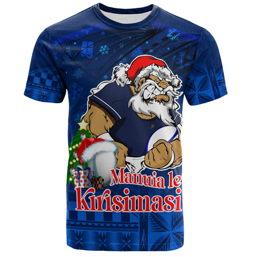 Samoa T-Shirt Manuia Le Kirisimasi Rugby Santa Style