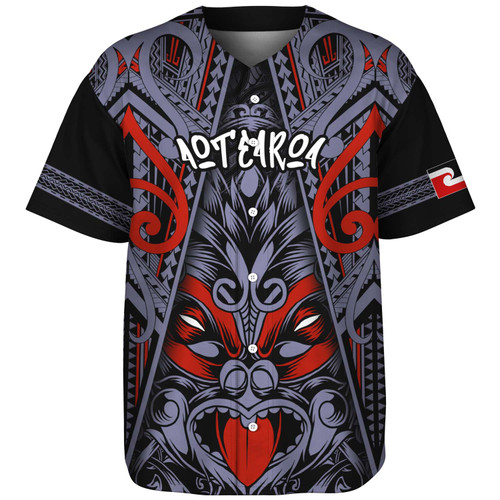 New Zealand Baseball Shirt Tiki Mask Aotearoa Style
