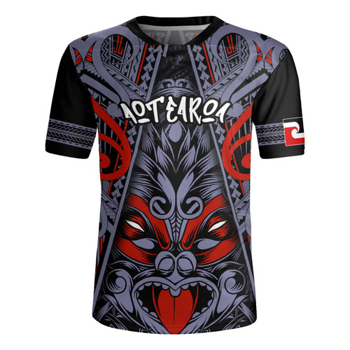 New Zealand Rugby Jersey Tiki Mask Aotearoa Style