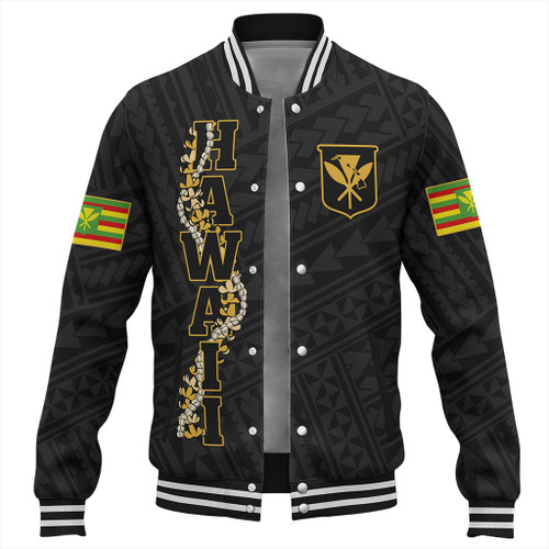 Hawaii Baseball Jacket Kanaka Maoli Floral Puakenikeni Lei