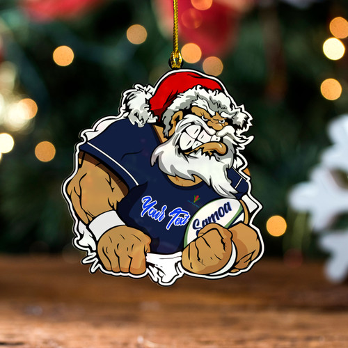 Samoa Acrylic And Wooden Ornament Christmas Manuia Le Kirisimasi Rugby Santa Style