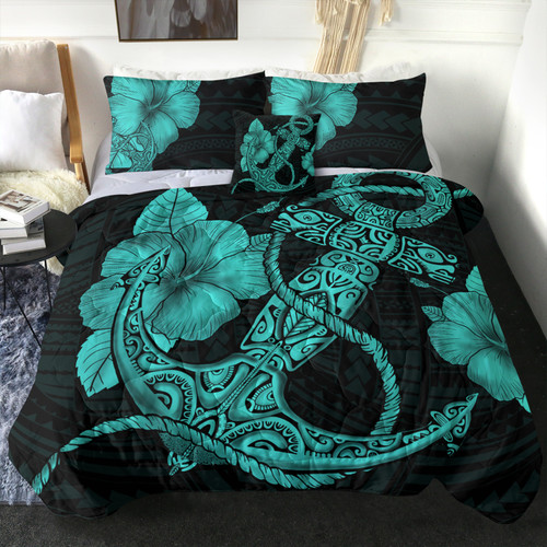 Hawaii Comforter Anchor Poly Tribal Turquoise