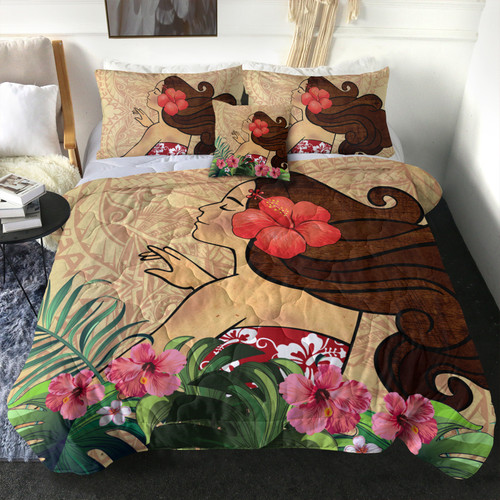 Hawaii Comforter Beautiful Hula Girl Hibiscus Tropical