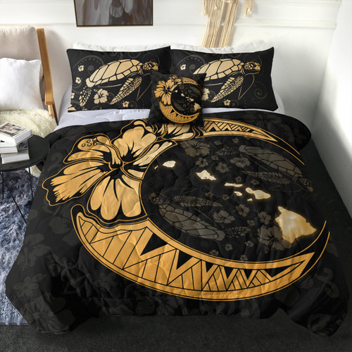 Hawaii Comforter Hibiscus Map On The Moon