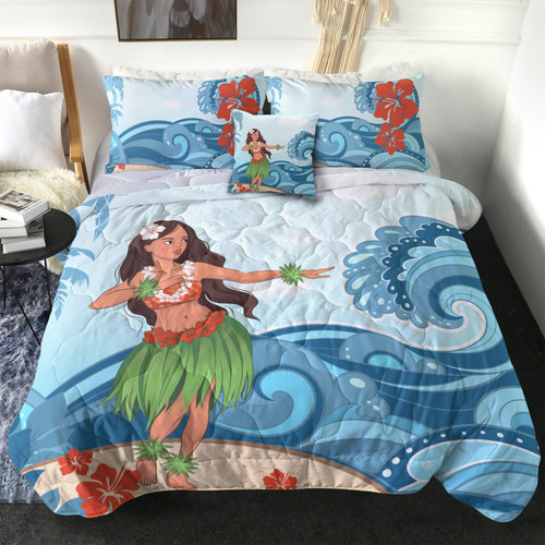 Hawaii Comforter Hula Dance Cartoon