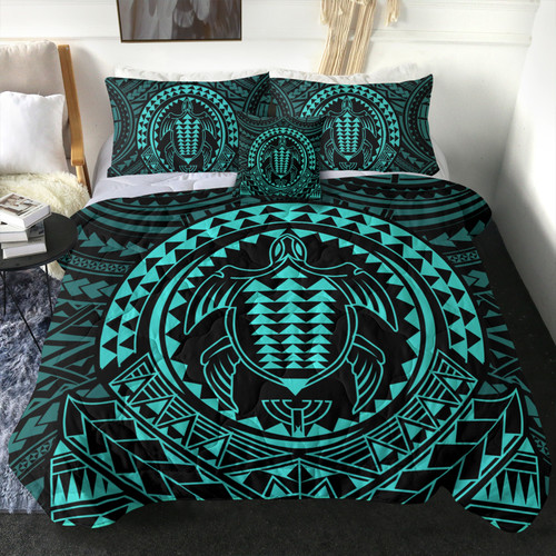 Hawaii Comforter Kakau Honu Arc Polynesian Turquoise