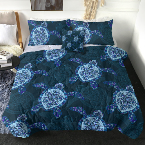 Hawaii Comforter Turtle Plumeria Blue