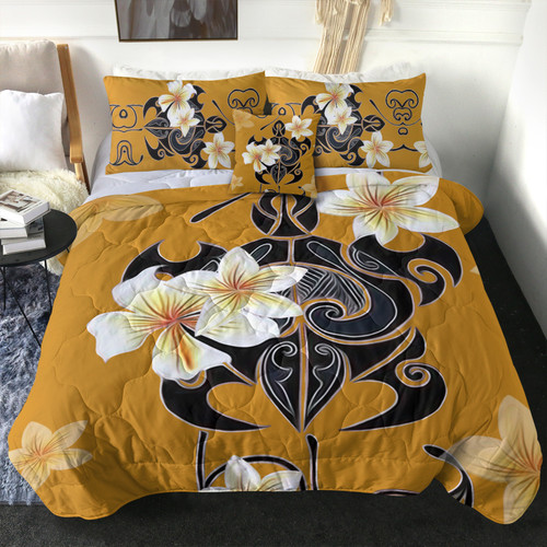 Hawaii Comforter Turtle Poly Trinal Plumeria Yellow