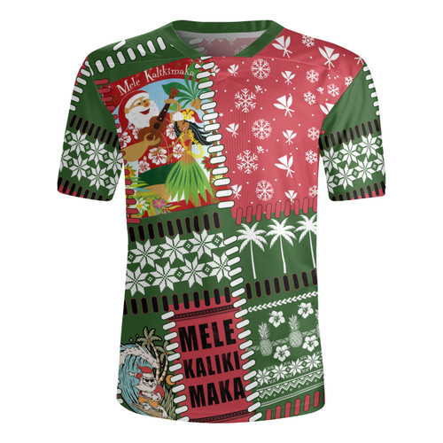 Hawaii Rugby Jersey Santa Surfing Mele Kalikimaka Kanaka Maoli