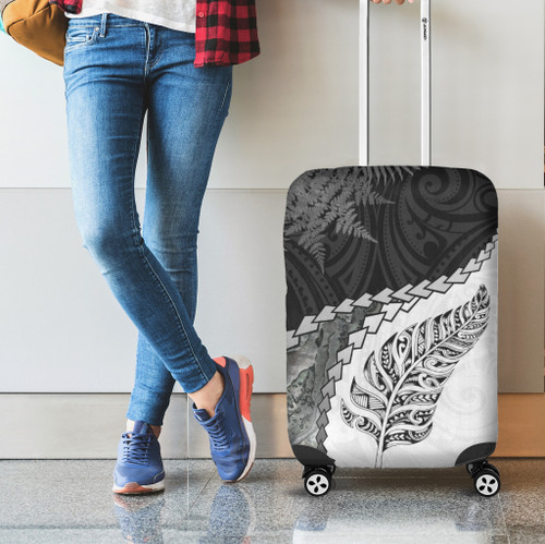 New Zealand Luggage Cover Silver Fern Maori Pattern