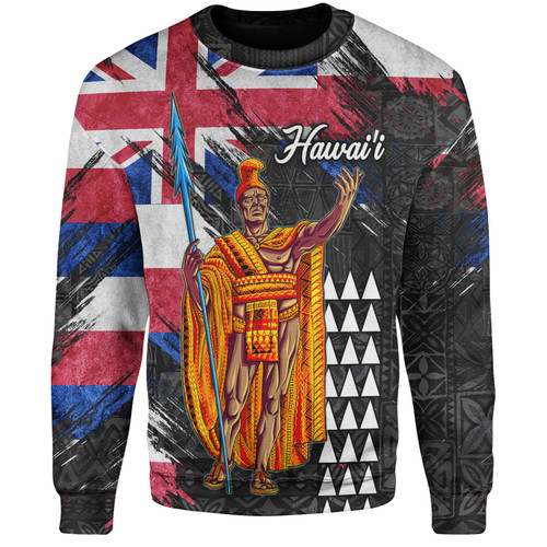 Hawaii Sweatshirt  Hawaii King Grunge Style Color Flag Style