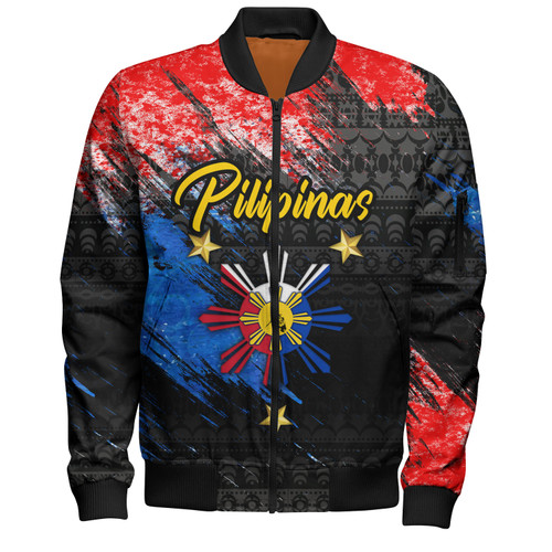 Philippines Filipinos Bomber Jacket Pilipinas Sun Grunge Style