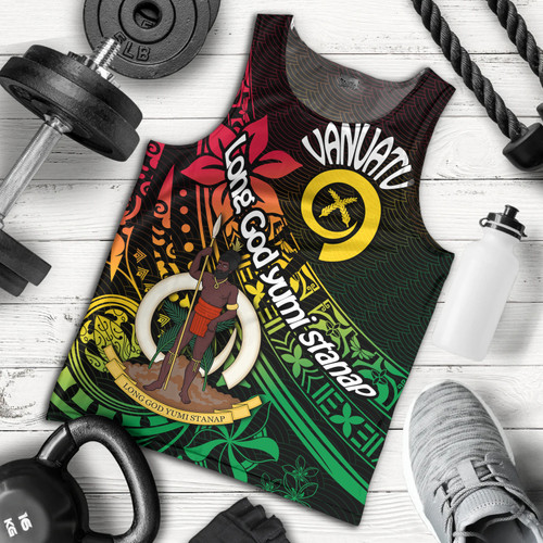 Vanuatu Tank Top Long God Yumi Stanap Flag Color Tribal Patterns Style