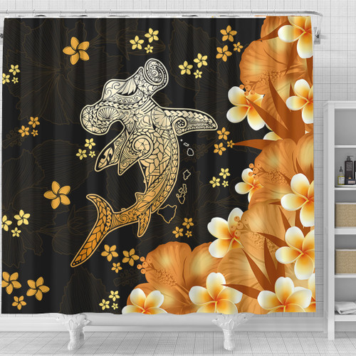 Hawaii Shower Curtain Tribal Polynesia Shark Tattoo